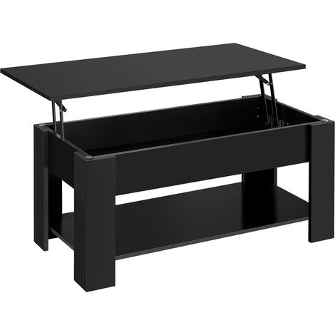 Yaheetech – Table basse relevable en bois MDF – Compartiment caché 86 x 39 x 10,6 cm – Hauteur ajustable 41,8-55 cm – Rangement intégré pour salon et bureau