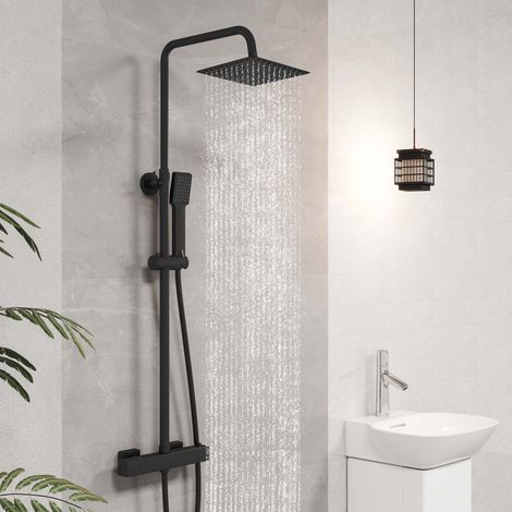 AICA Exposed Thermostatic Shower Mixer Bathroom Twin Head Large Valve Set (1/5)