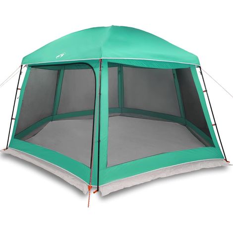 Tente piscine toit amovible parois maille vert d'eau 512x458 cm
