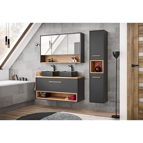 Ensemble meuble vasques à poser + Grande armoire - 120 cm - Brunei Cosmos - Livraison gratuite