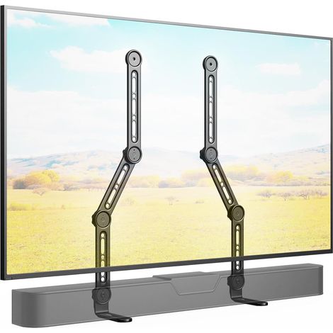 Support Universel pour Barre de Son pour Montage sous ou au-Dessus du téléviseur, Compatible avec la Plupart des Barres de Son jusqu'à 15 kg, pour TV Max. 90 Pouces, Support de Barre de Son (1/5)