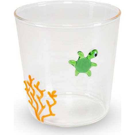 WD LifeStyle Bicchiere Vetro Borosilicato Cc 250 ml Decoro Tartaruga
