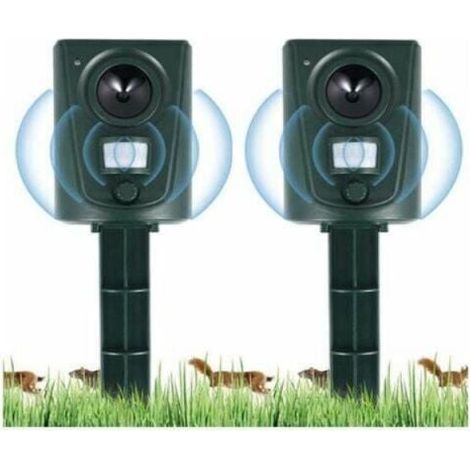 2X Répulsif Chat Jardin à Ultrasons, Répulsif Chats avec Piquet au Sol Prévenir Les Chiens et Les Chats, Les Oiseaux, pour Jardins, Champs, Pépinières, Etanche (1/5)