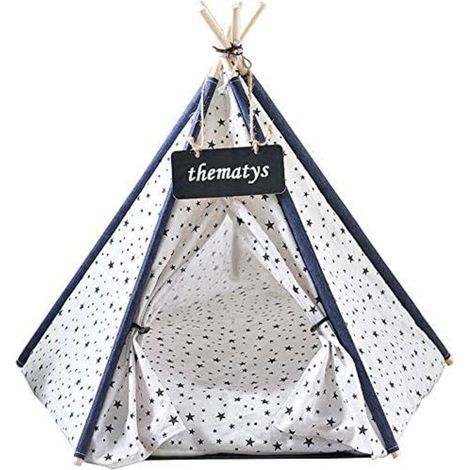 TrAdE Shop Traesio - Tenda Per Cani Gatti Animali Domestici Tepee Cuscino Cestino Lavabile 60x60x90cm - (1/5)