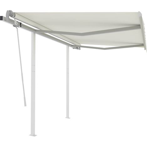 Markise Manuell Einziehbar mit Pfosten 3x2,5 m Creme (1/5)
