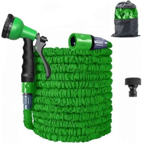 15 Meter langer, dehnbarer Gartenschlauch, flexibel, knickfrei, dreifacher Latexkern mit 8-Funktions-Sprühdüse, besonders strapazierfähiges Gewebe für Garten- und Wasserreinigung (1/4)