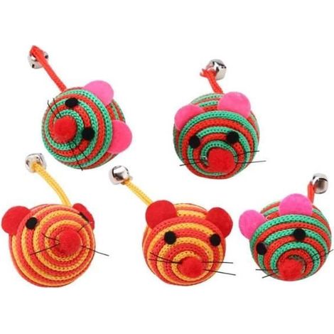 Jouet pour Chat - Interactif - 5pcs - Couleurs Aléatoires - Naturel - Amusant (1/4)