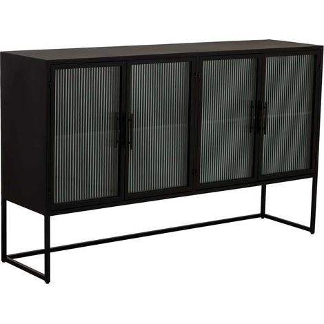 Aparador de metal negro con 4 puertas  150x38,5x90,5h cm (1/5)