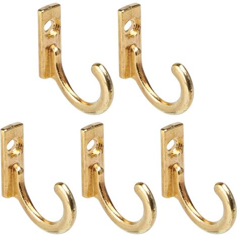Lot de 5pcs sourcing map Patère Crochet Porte Manteau Murale pour Peignoir Serviette Crochet De Porte Salle de Bain Cuisine Zinc Alliage avec Vis Doré (1/5)