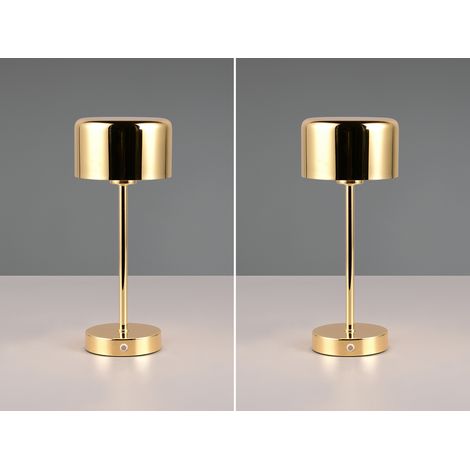 2er SET Akku Tischleuchten, per USB aufladbar dimmbar Messing poliert, Höhe 30cm (1/5)