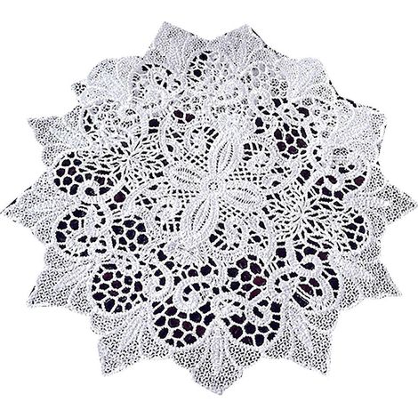 Dessous de verre rond vintage en dentelle florale – Tapis isolant thermique – Décoration de mariage et de fête prénuptiale (1/5)