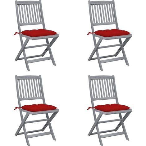 Klappbare Gartenstühle 4 Stk. mit Kissen Massivholz Akazie