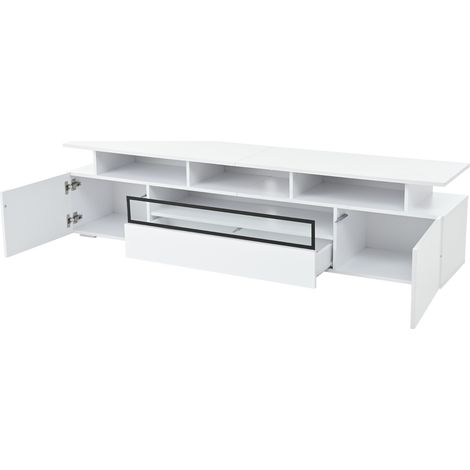 Mueble TV blanco brillo 180 x 38 x 45 cm LED, 2 puertas, 1 cajón, hasta 75 pulgadas (1/5)