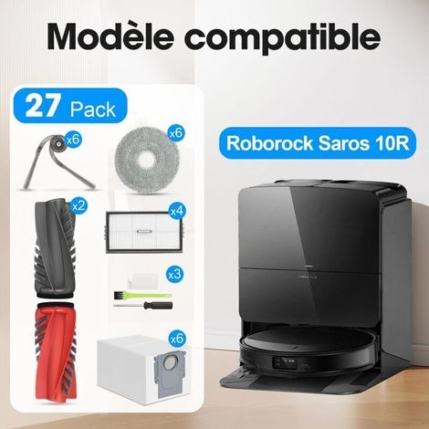 Kit d'accessoires pour Roborock Saros 10R – 2 brosses principales, 6 brosses latérales, 6 serpillères, 6 sacs à poussière, 4 filtres HEPA