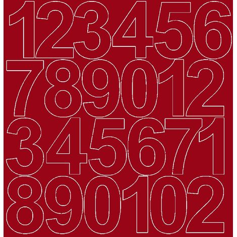 Números adhesivos autoadhesivos de 12 cm, color rojo oscuro mate.
