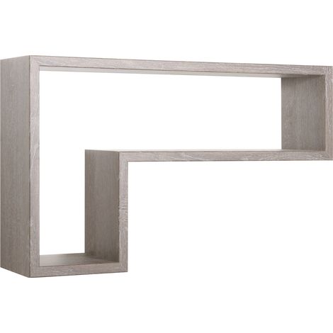 Mensola da Parete a Forma di L 61x37x15,5 cm in Fibra di Legno Lettera Rovere Grigio New (1/5)