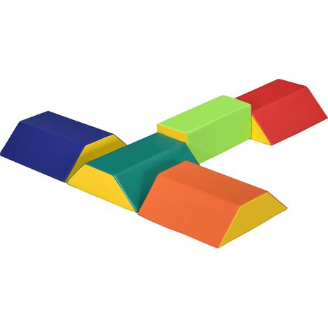Ensemble de Constructions Souples pour Enfants avec 5 Blocs Rectangulaires et Trapézoïdaux, en PU et EPE, 48.3x19.1x48.3 cm, Multicolore (1/5)