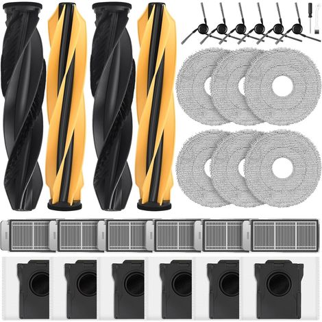 30 Stück Zubehör für Dreame X50 Ultra Complete/L50 Pro Ultra/L40s Pro Ultra/Mova V50 Ultra Complete/Matrix10 Ultra Saugroboter  4 Hauptbürste, 6 Staubbeutel, 6 Filter, 6 Wischpads, 6 Seitenbürsten