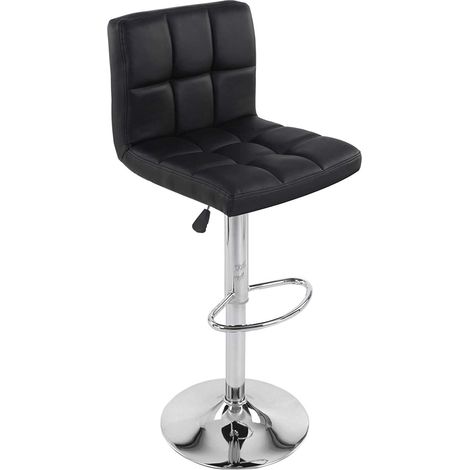 Lot de 2 chaises tabourets de bar rotatif noir (1/5)
