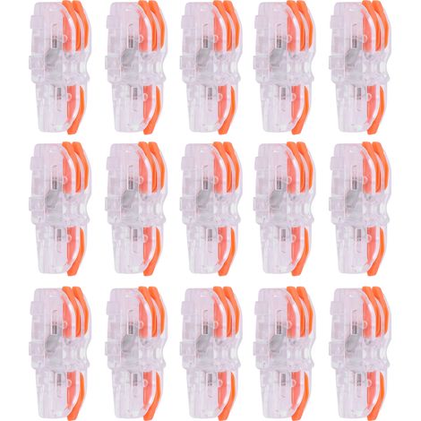 20 Stück Draht-Schnellverbinder 1 Eingang 2 Ausgänge Transparenter T-förmiger Leiterklemmenblock SPL-F12 (Orange) (1/5)