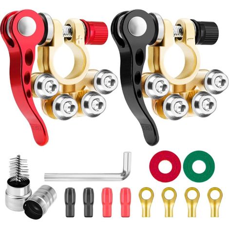Connettori per terminali batteria 12V/24V, terminali per batterie di servizio, morsetti per terminali batteria a sgancio rapido, positivo e negativo per auto, moto, furgone, roulotte, barca