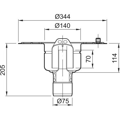 ACO Bodenablauf Variant -CR DN70 90Grad 1,5 l/s Klebeflansch ohne Geruchsverschluss, 9579.10.00