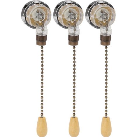 Interrupteur à tirette pour ventilateur de plafond (lot de 3), antirouille, 250 V/125 V, bronze. (1/5)