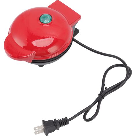 Gaufrier rouge mini maison, machine à gaufres antiadhésive portable, appareil à petit-déjeuner, prise US 100-120V, forme ronde (1/5)