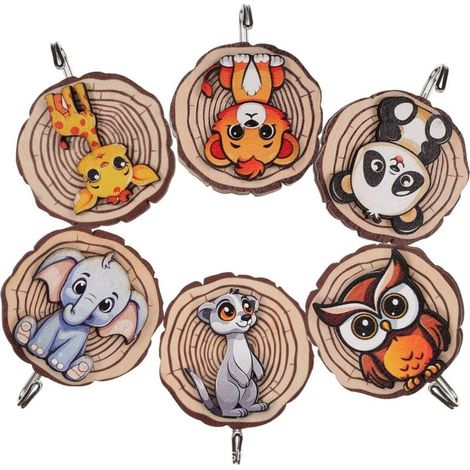 Patère en Forme D'animaux 6 Pièces Patère en Bois Autocollantes Patere Bois Animaux Sans Percage Crochets Muraux Autocollants en Bois Crochet Adhésif Mural Patère Murale (1/4)