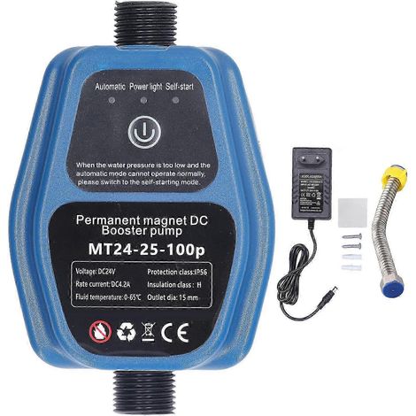 Pompe de surpression d'eau 100 W 24 V 25 L IP56 avec capteur intelligent, pompe de douche automatique 100-240 V (2 unités) (1/5)