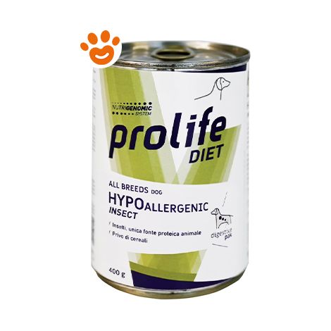 Prolife Dog Diet Hypoallergenic Insect All Breeds  - Prolife Dog Diet Hypoallergenic Insect All Breeds - Lattina Da 400 Gr