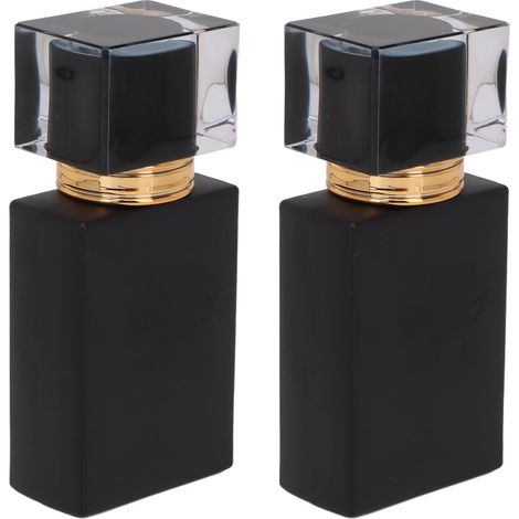Lot de 2 flacons de parfum vaporisateurs en verre, étanches, avec embout de pulvérisation doré, noirs, 30 ml (1/5)