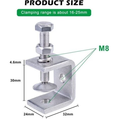 NALOOKAMIC  Serre-Joints C, 8 Pices Serre-Joints en C Robustes en Acier Inoxydable 304, Acier Inoxydable Serre-Joints C, Pince C Robuste, Pince Robuste Acier Inoxydable pour Travail Bois,Bricolage & R