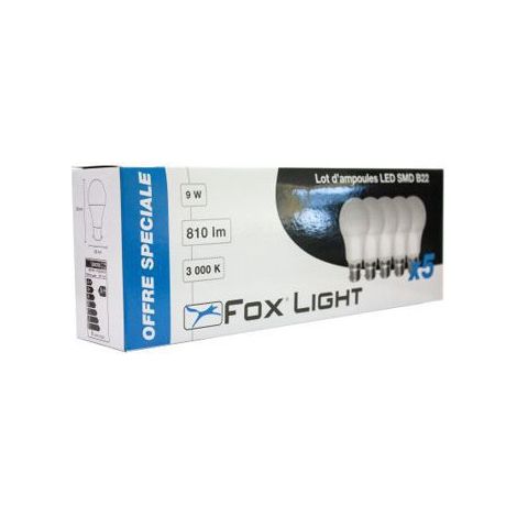 Ampoule Opaque Classic Poire Led B22 9w 810lm Blanc Chaud Lot De 5 - Fox Light (1/3)