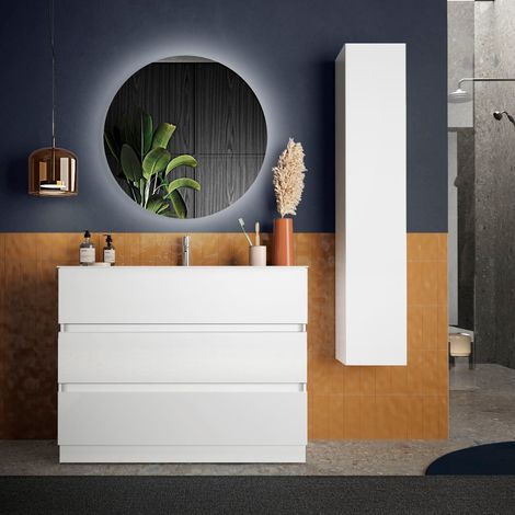 Bagno a tre cassetti Agata in finitura Bianco Lucido (1/4)