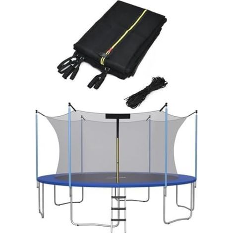 Sicherheitsnetz für Trampoline im Innenbereich, 1,8 m/2,4 m/3 m/3,6 m/4,2 m/4,8 m, Doppelreißverschluss und Schnallen, 1,8 m/2,4 m Stangen, Schwarz, 4,2 m - 6 Stangen (1/5)