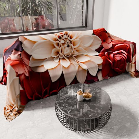 Drap de Protection en Microfibre Multi-Usage Anti-Taches 220x270 cm, Housse de Canapé, Couvre Lit, Couverture de Canape, Floral 05 24, 100% (1/5)