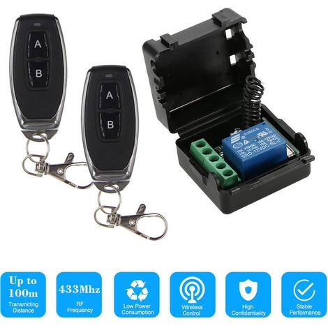 Interruttore remoto wireless 433 MHz 12 V 1 canale - Con telecomandi trasmettitore RF - Confezione da 1 pezzo