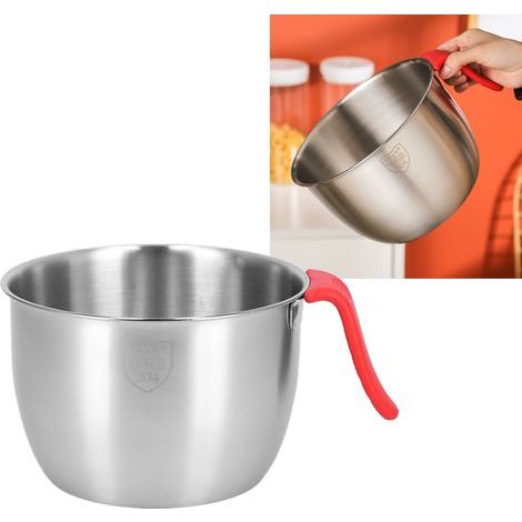 Bol en Acier Inoxydable avec Poignée Anti-Dérapant, Profond et Éclaboussure-Résistant pour Fouetter et Servir Salades - 3600ML (1/5)