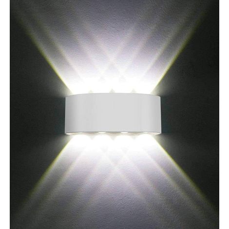 Wandlampe Innen LED 8W Wandleuchte Flur Up and Down Aluminium Treppenhuas Beleuchtung für Wohnzimmer Schlafzimmer Flur - Kaltweiss (Weiß)
