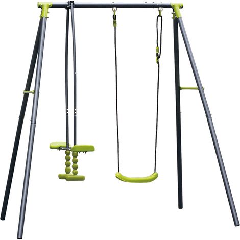 Altalena con cavalcabile Baby swing set 2 posti struttura in metallo per bambini tra i 3 e i 12 anni da esterno giardini terrazzi