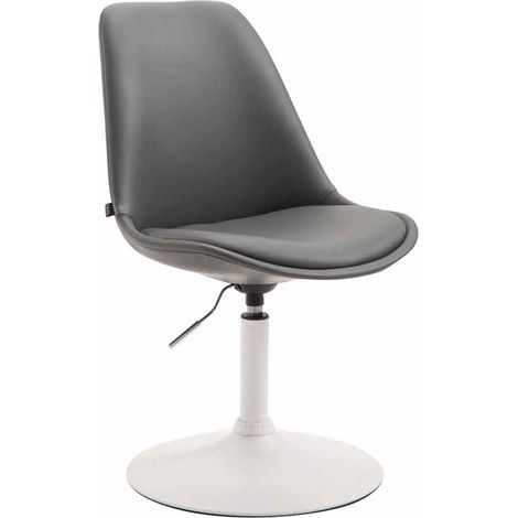 Sedia da pranzo girevole x1 regolabile in altezza PVC grigio con base a tromba in metallo bianco 100008461