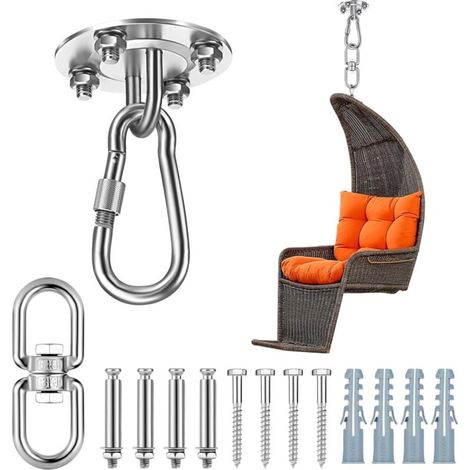Crochet Plafond, Fauteuil Suspendu Hamacs, Balancelles Et Accessoires Support Sac De Frappe, La Capacité De Charge Maximale Est De 450 Kg avec Une Conception De Rotation à 360°. (1/4)