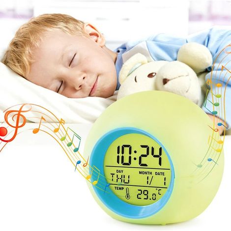 Réveil numérique rond créatif, 1 pièce, affichage de la température, rétro-éclairage coloré, lampe LED pour la maison, les enfants changent de couleur, horloge de réveil