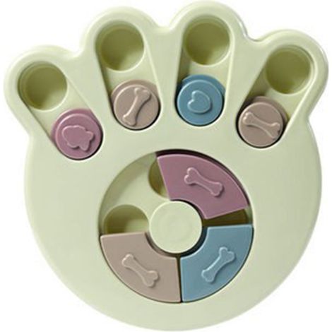 Interaktiver Futterspender in Form einer grünen Pfote, ideal für Hunde, die langsam fressen. (1/5)