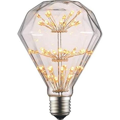 D95 3W LED Ampoule de Filament Forme classique sphérique,220V E27 Culot, Blanc Chaud 2200K, Angle de Faisceau 360°, Equivalent à 30 Watt,Surface imprimée aspect starry (D95) (1/5)