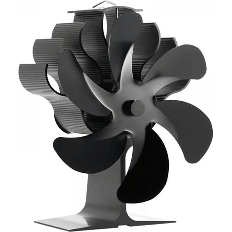 Ventilateur à 6 pales pour poêle à bois, ventilateur de chauffage pour poêle à bois, accessoires pour poêle à bois, fonctionnement silencieux, circulation d'air chaud pour grandes pièces (1/5)
