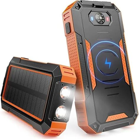 Sign solar powerbank with wireless charging 20000mah - orange