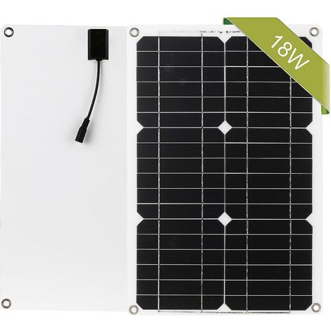 Kit panneau solaire 18 W 12 V pour utilisation hors réseau, module monocristallin avec câbles de connexion SAE – sans contrôleur – Noir