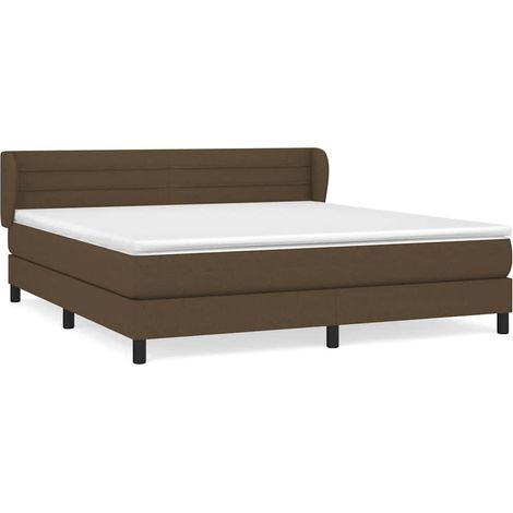 Maison Exclusive - Cama box spring con colchón tela marrón oscuro (1/5)